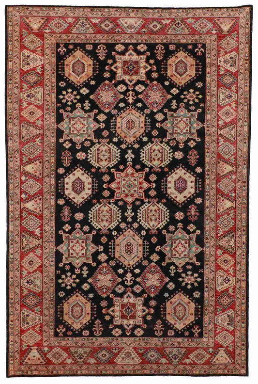 W 6.7 L 10 Baluch 100% Wool Hand-Woven Geometric Design - 54423