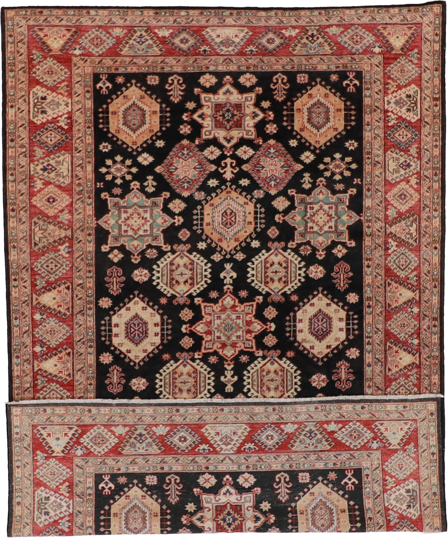 W 6.7 L 10 Baluch 100% Wool Hand-Woven Geometric Design - 54423