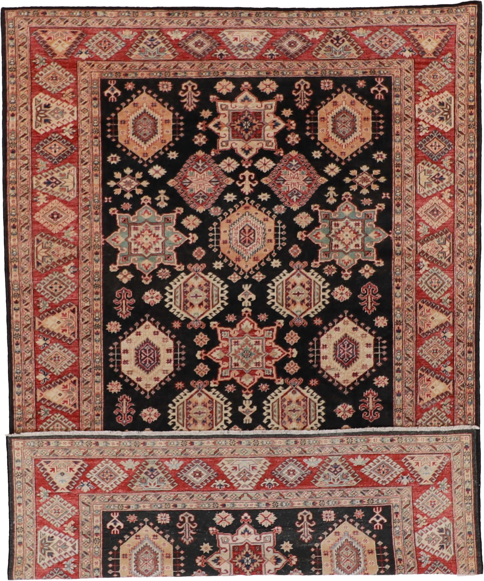 W 6.7 L 10 Baluch 100% Wool Hand-Woven Geometric Design - 54423