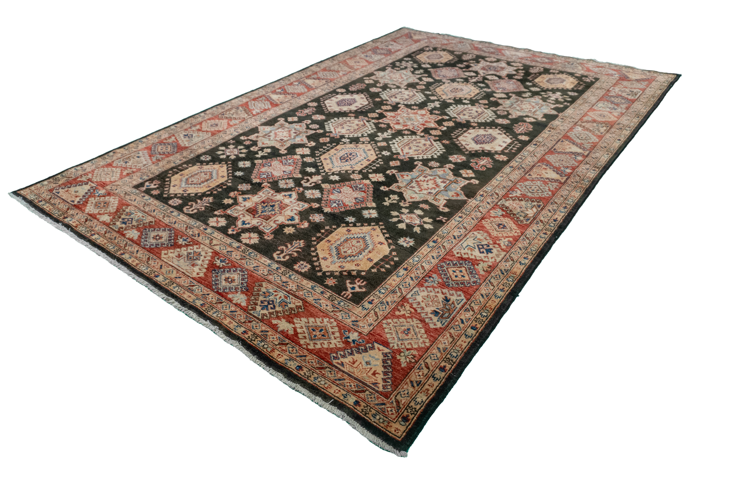 W 6.7 L 10 Baluch 100% Wool Hand-Woven Geometric Design - 54423