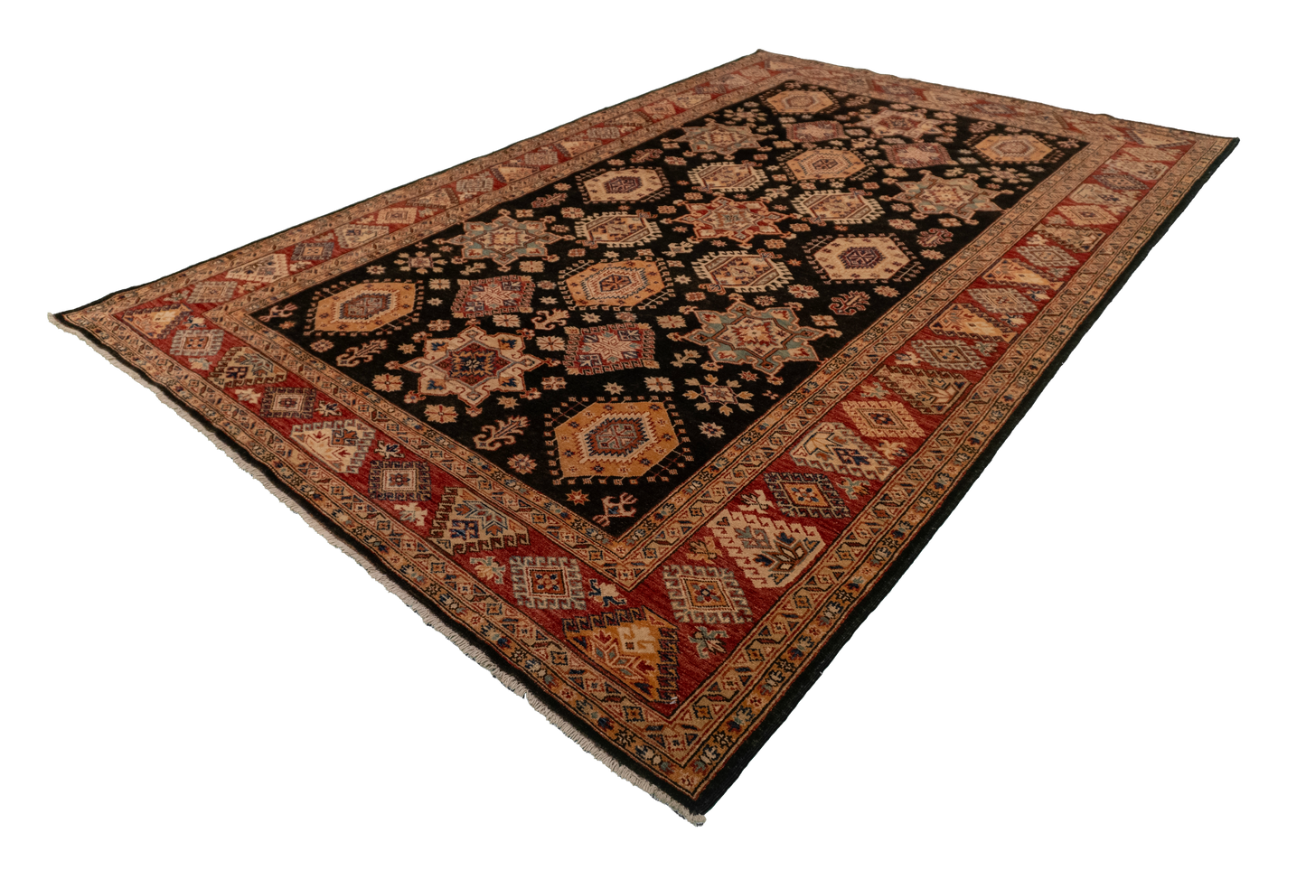 W 6.7 L 10 Baluch 100% Wool Hand-Woven Geometric Design - 54423