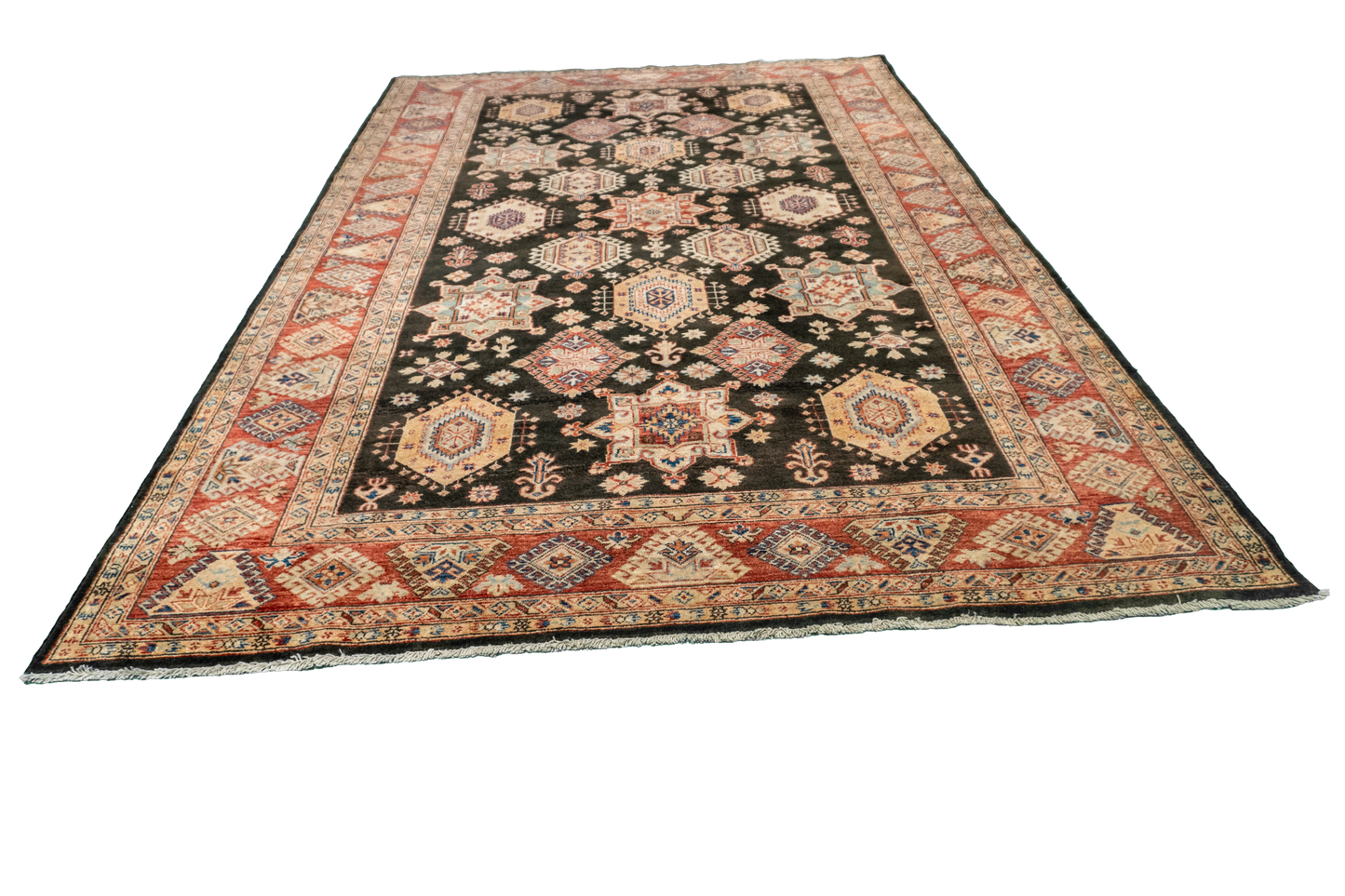 W 6.7 L 10 Baluch 100% Wool Hand-Woven Geometric Design - 54423