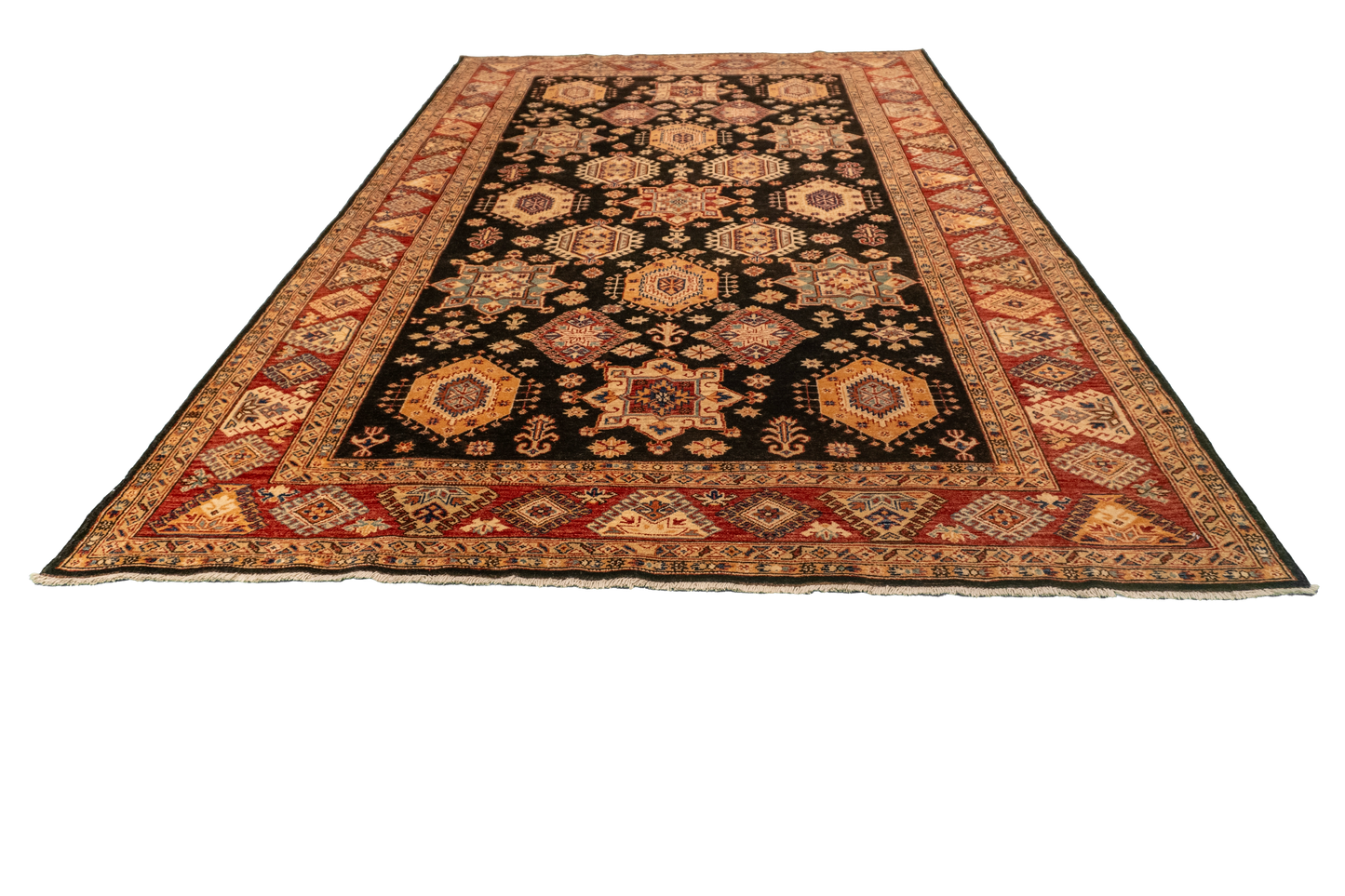 W 6.7 L 10 Baluch 100% Wool Hand-Woven Geometric Design - 54423