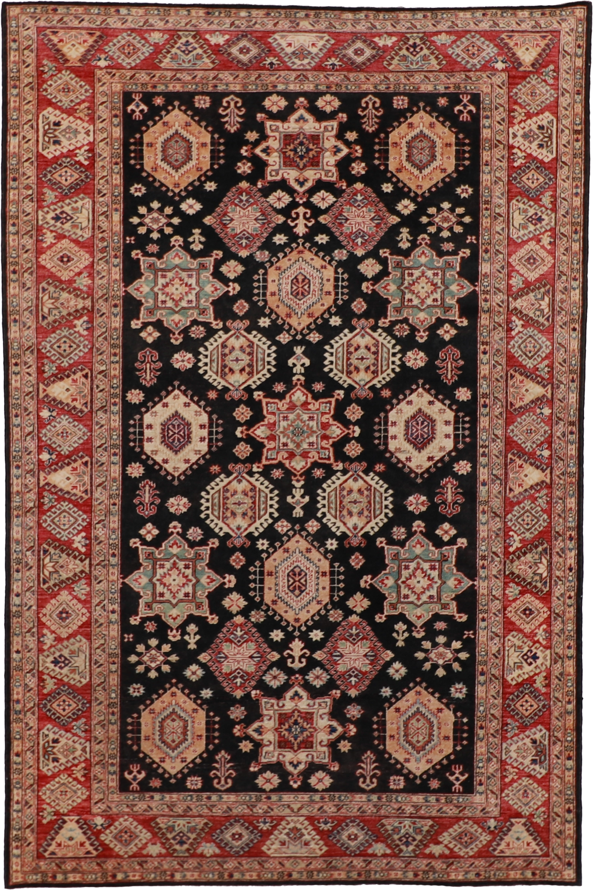 W 6.7 L 10 Baluch 100% Wool Hand-Woven Geometric Design - 54423