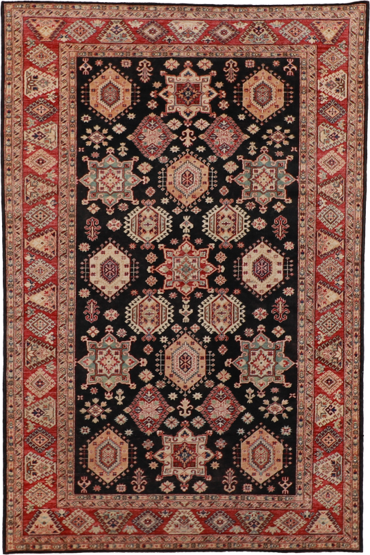 W 6.7 L 10 Baluch 100% Wool Hand-Woven Geometric Design - 54423