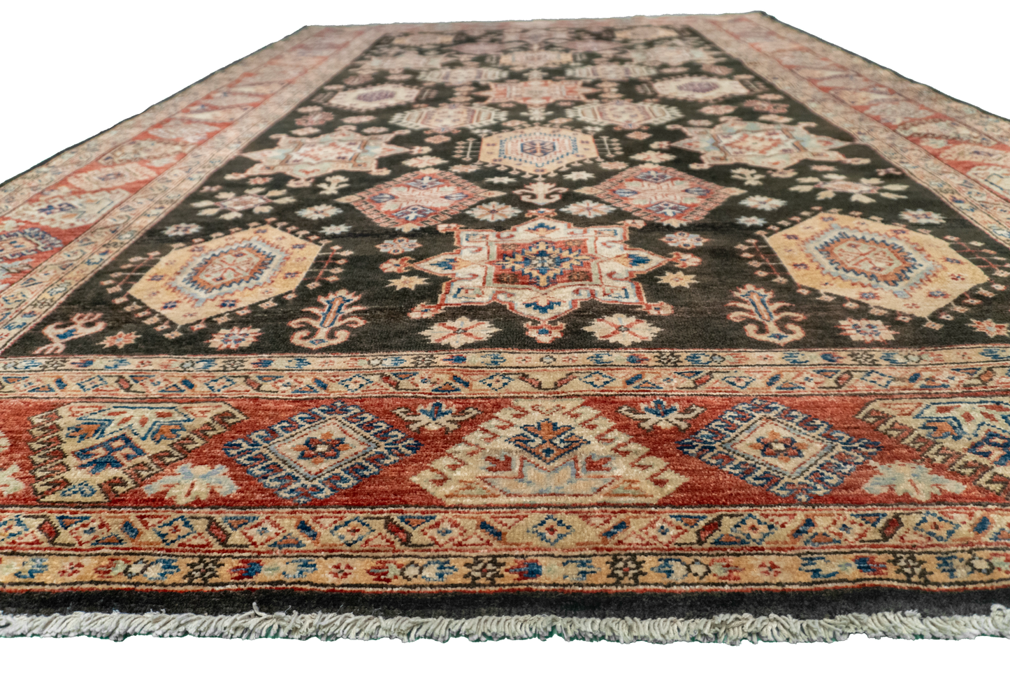 W 6.7 L 10 Baluch 100% Wool Hand-Woven Geometric Design - 54423