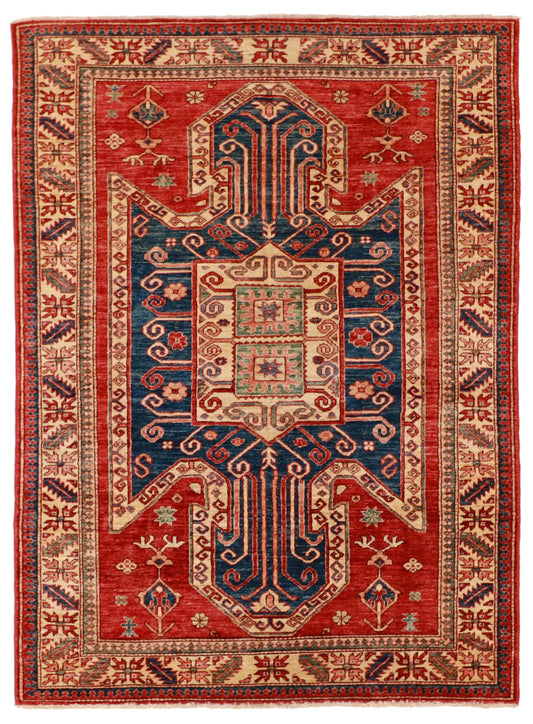 4.10 x 6.6 - Heriz Wool Traditional Rectangle - Finest Hand-Knotted Quality Wool — 54428