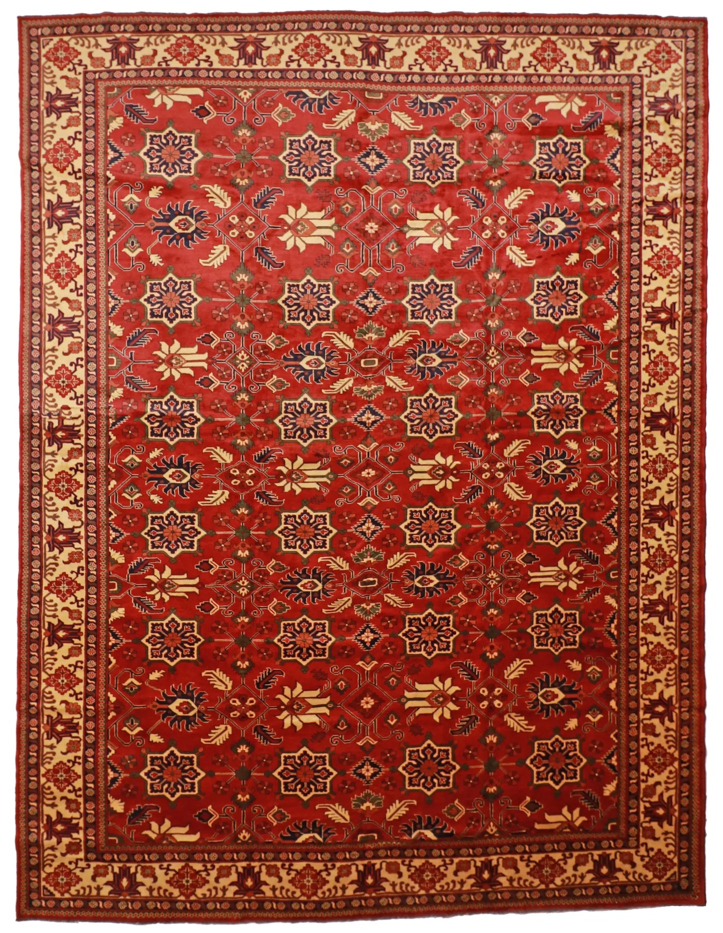W 12.8 L 16.6 Bakshiesh 100% Wool Hand-Woven All-Over Design - 54441