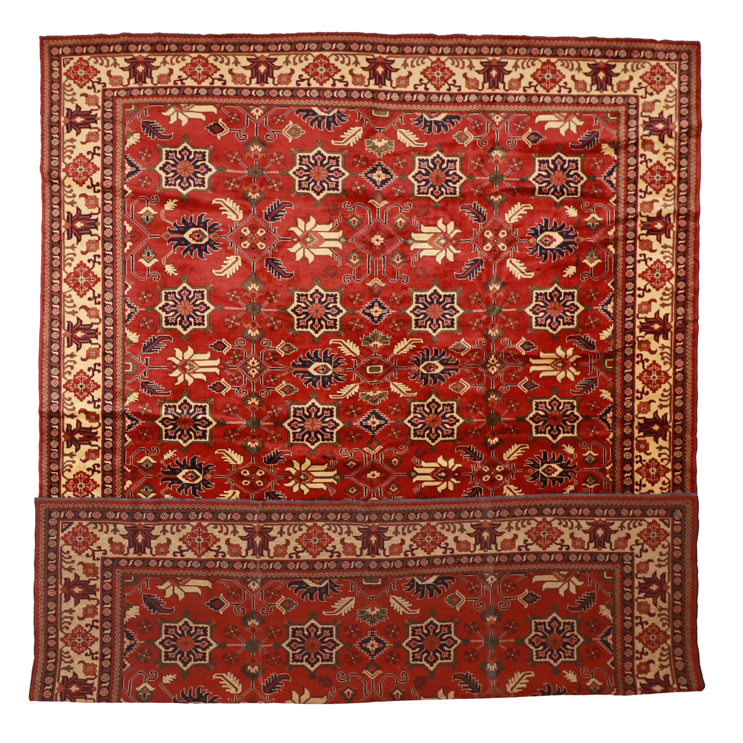 W 12.8 L 16.6 Bakshiesh 100% Wool Hand-Woven All-Over Design - 54441