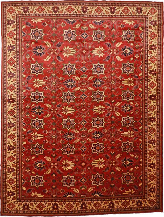 W 12.8 L 16.6 Bakshiesh 100% Wool Hand-Woven All-Over Design - 54441