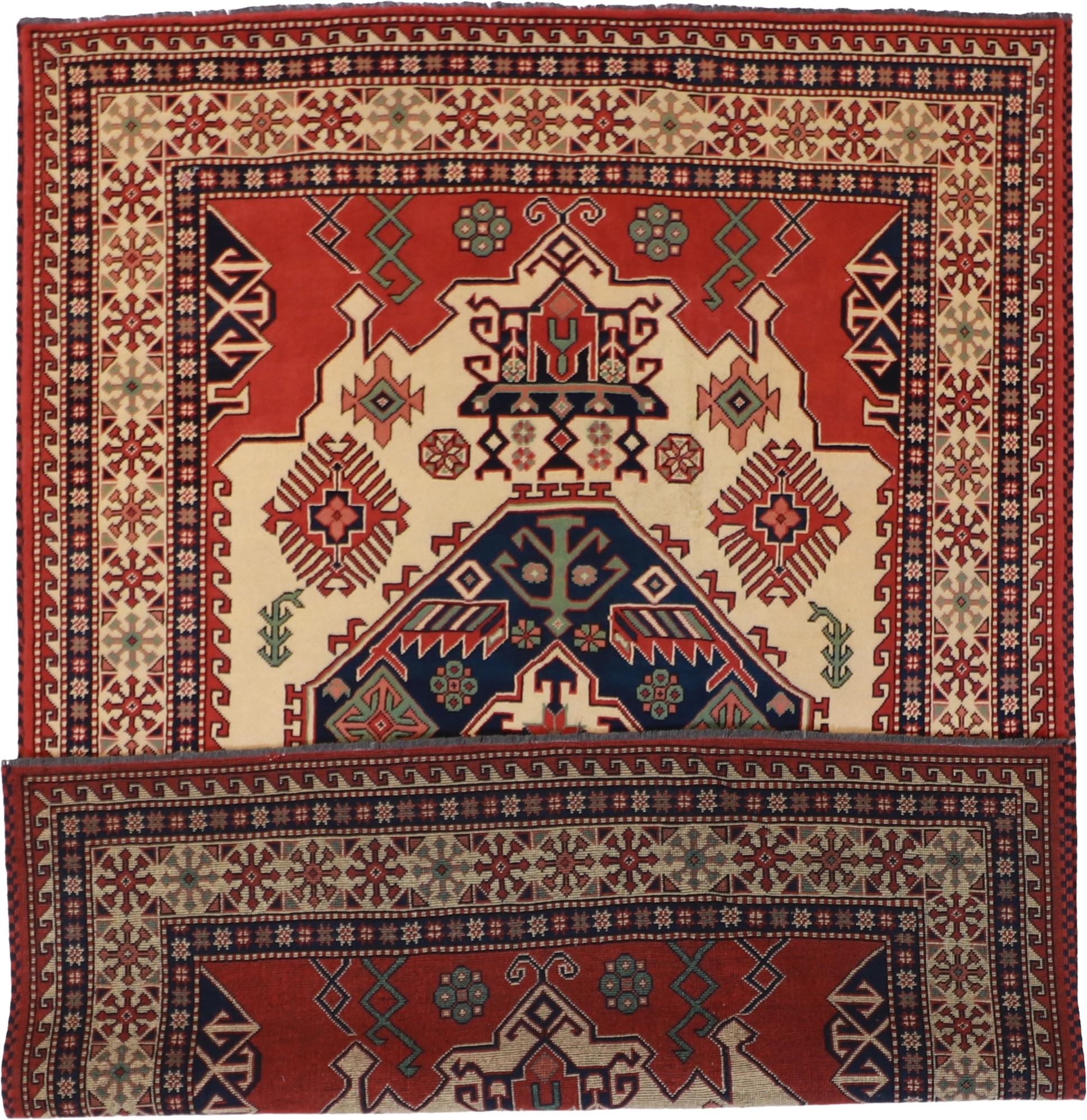 W 5.1 L 7.3 Kurdish 100% Wool Hand-Woven Geometric Design - 54444