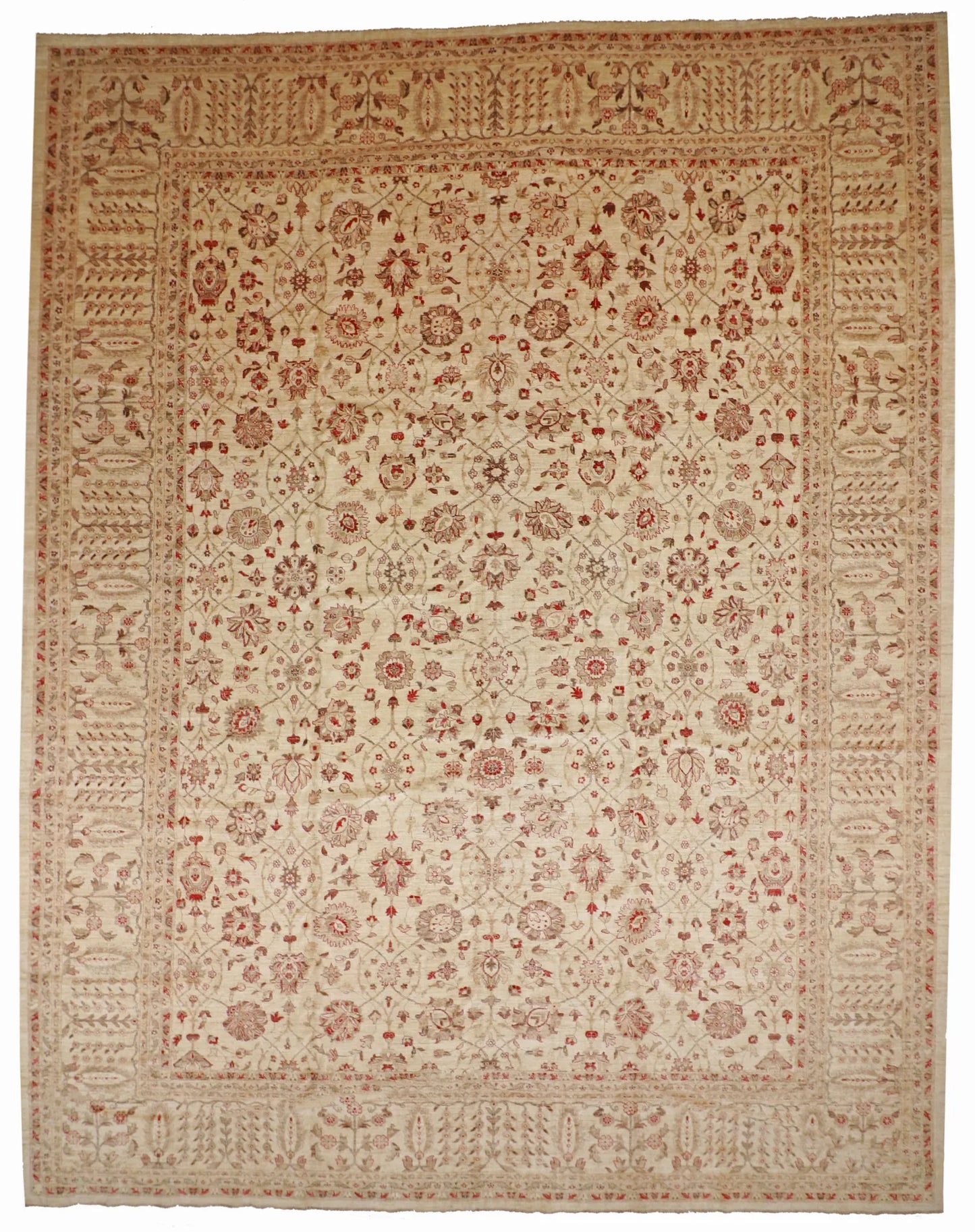W 13.9 L 17.4 Tabriz 100% Wool Hand-Woven All-Over Design - 54454