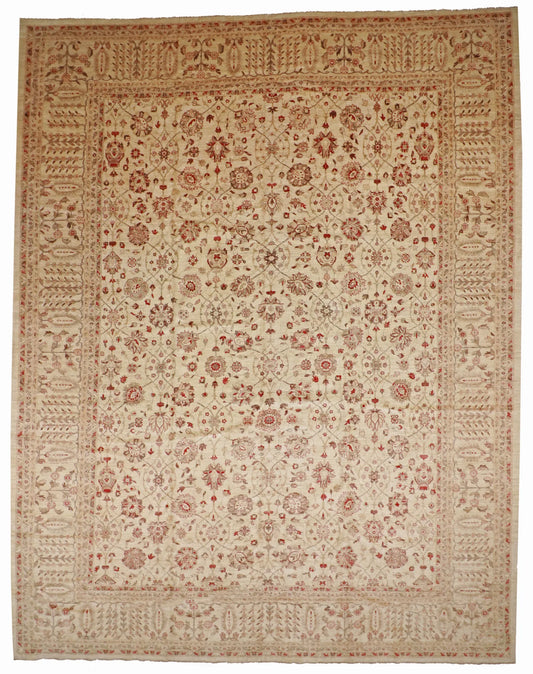 W 13.9 L 17.4 Tabriz 100% Wool Hand-Woven All-Over Design - 54454