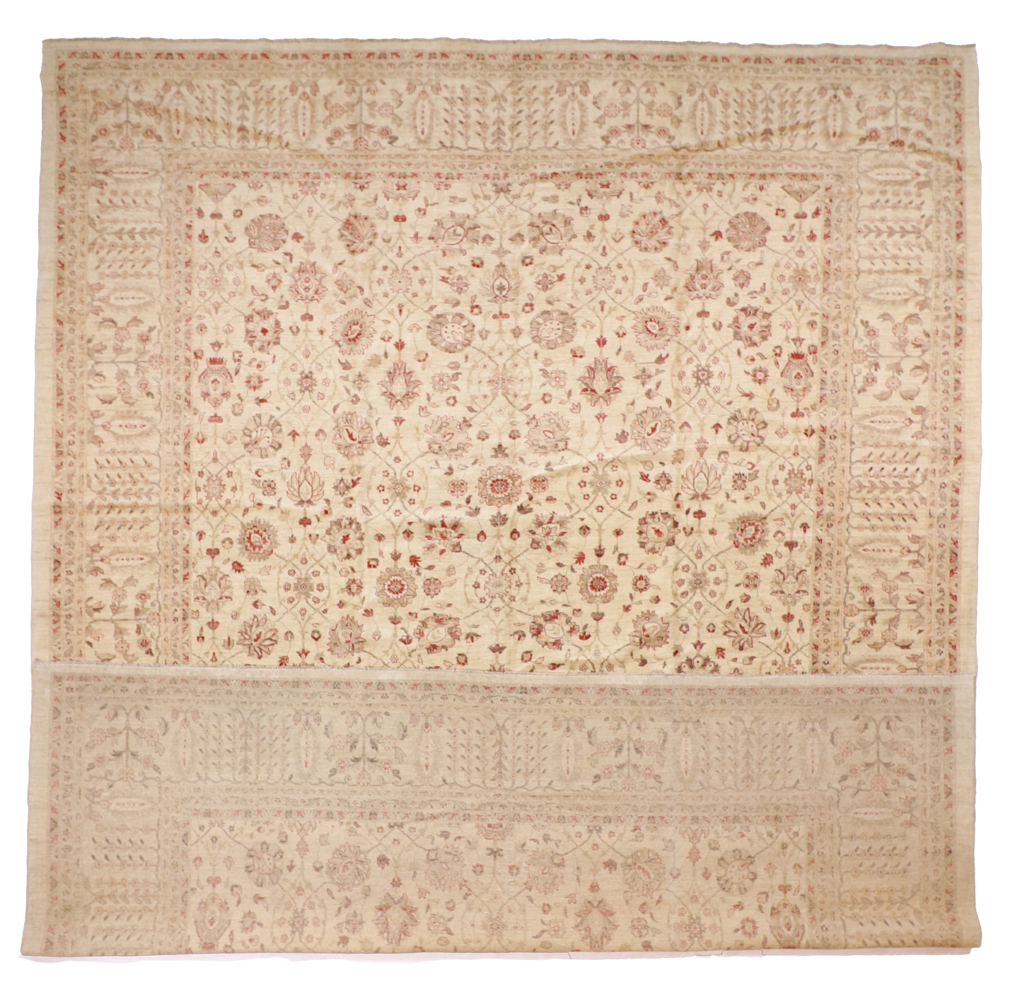 W 13.9 L 17.4 Tabriz 100% Wool Hand-Woven All-Over Design - 54454