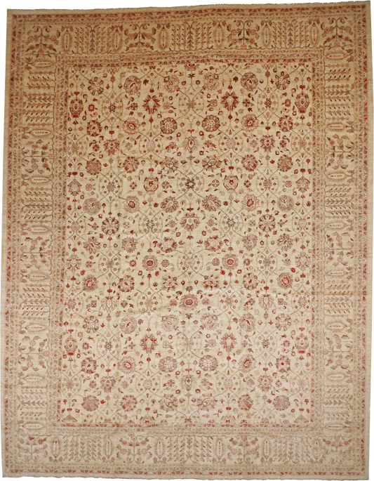 W 13.9 L 17.4 Tabriz 100% Wool Hand-Woven All-Over Design - 54454