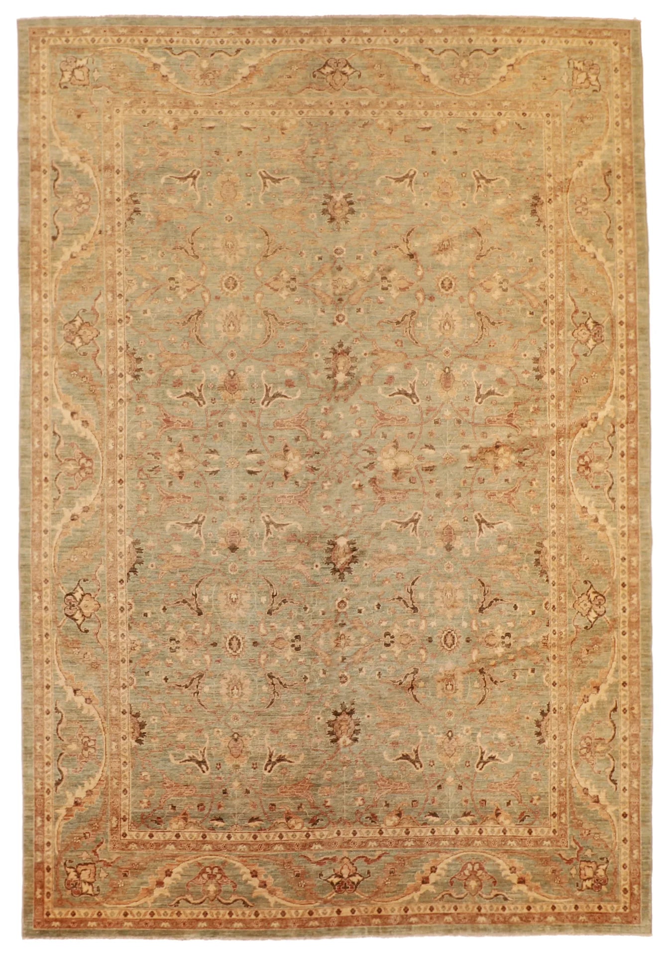 9.6 x 14 - Kerman Fine/Wool All Over Rectangle - Finest Hand-Knotted Quality Wool — 54458