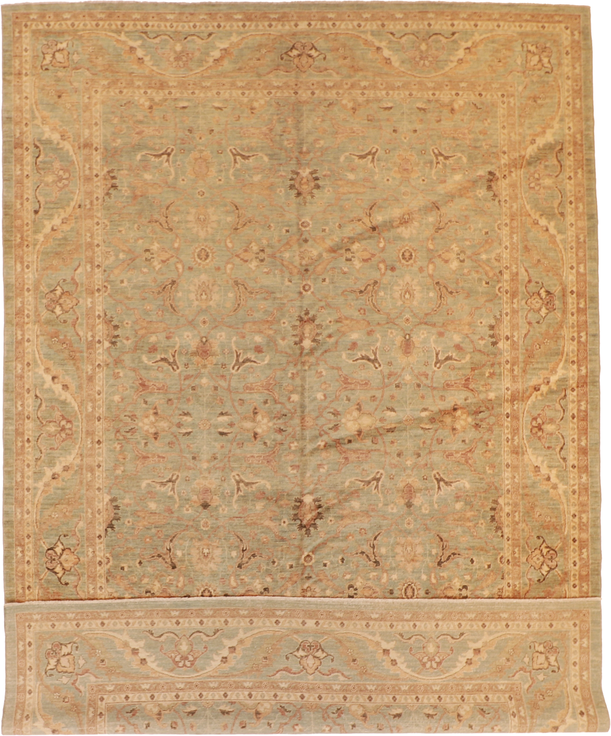 W 9.6 L 14 Kerman 100% Wool Hand-Woven All-Over Design - 54458