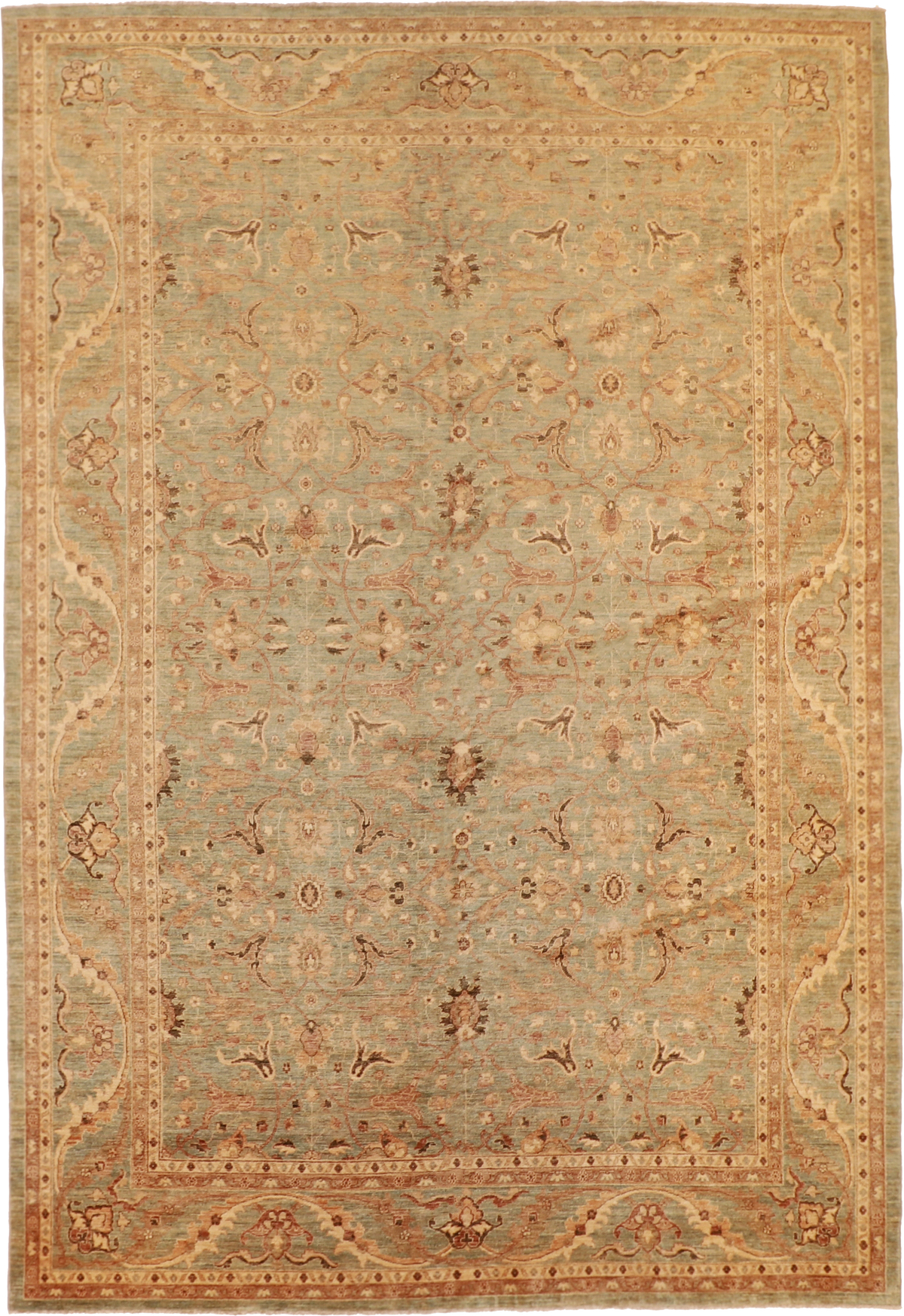 W 9.6 L 14 Kerman 100% Wool Hand-Woven All-Over Design - 54458