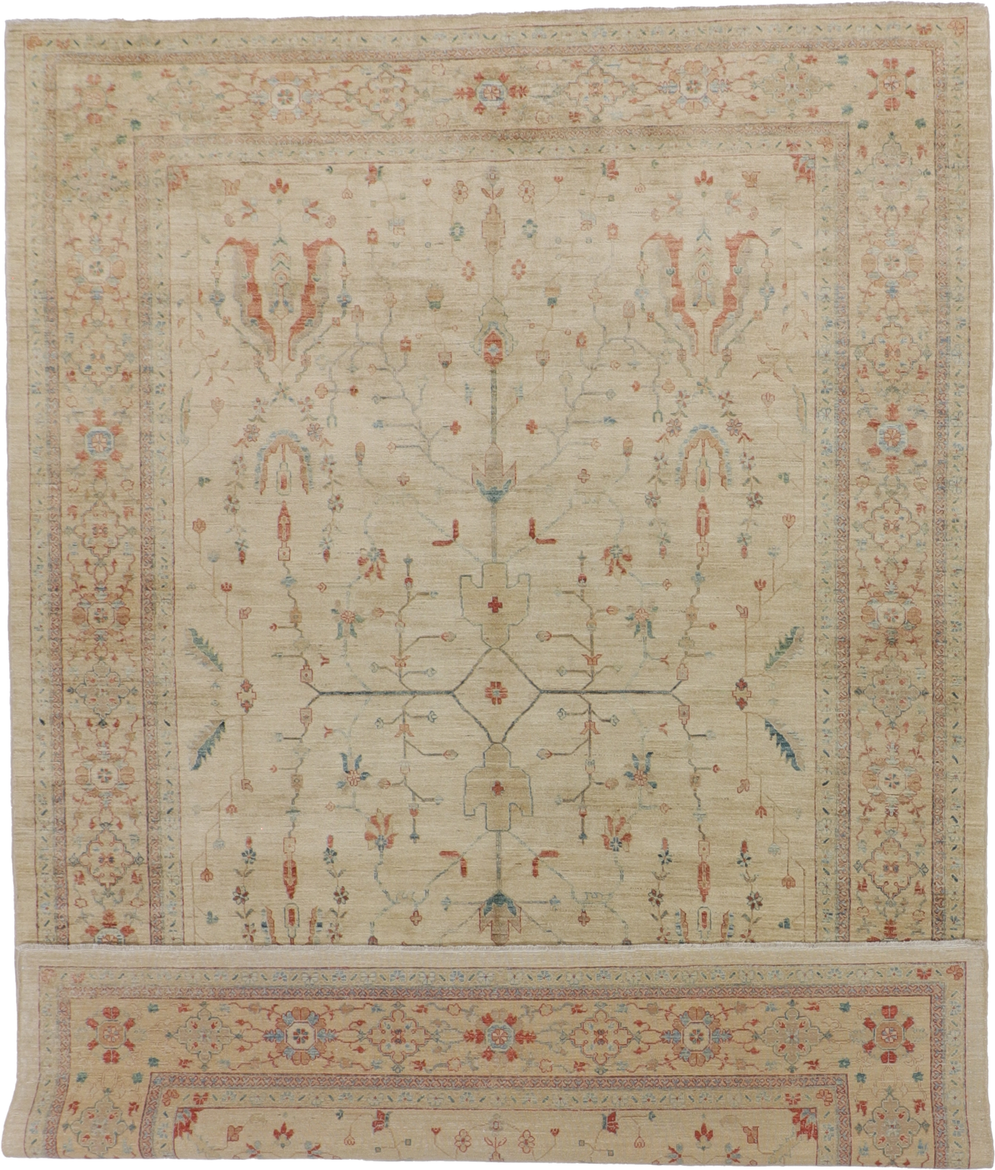 W 8.10 L 12.4 Sarab 100% Wool Handmade All Over Design - 54466