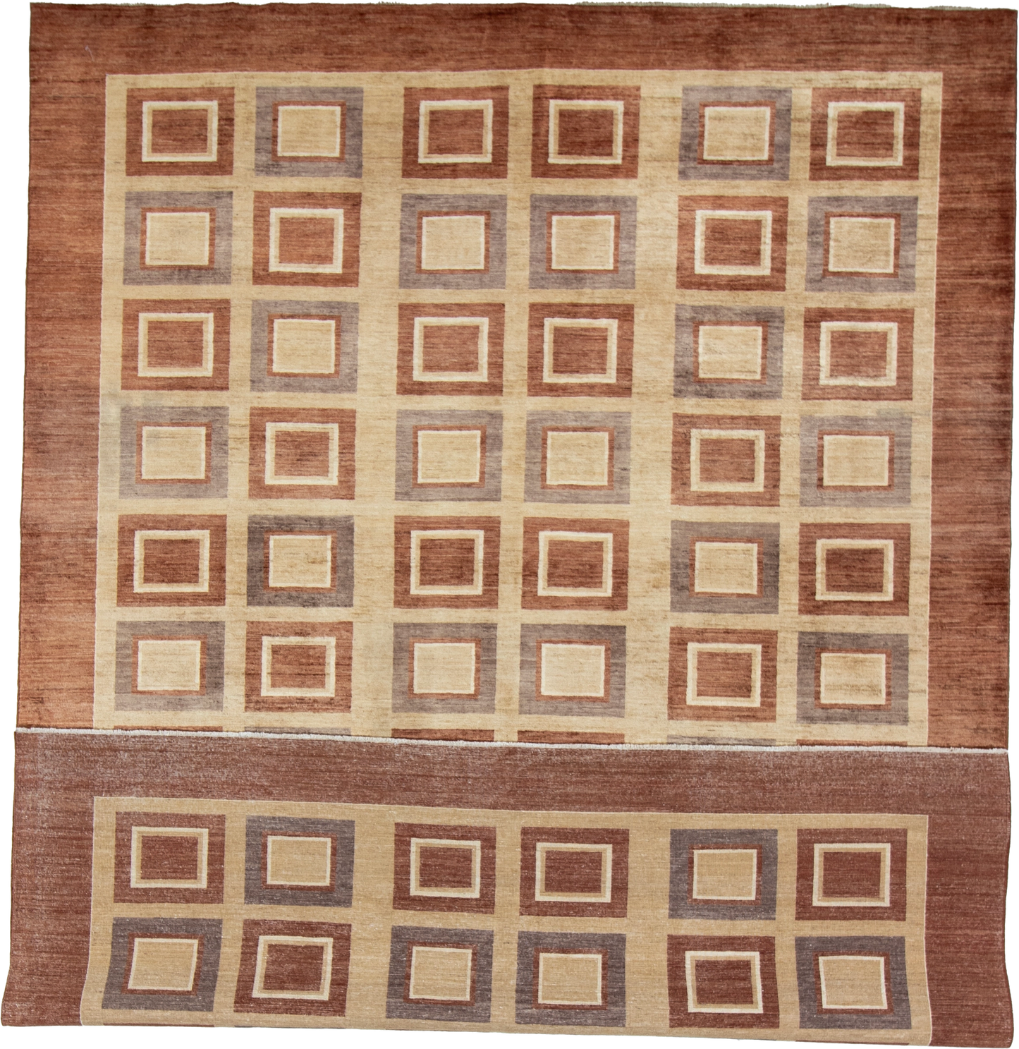 W 8.1 L 12 Modern 100% Wool Hand-Woven All-Over Design - 54495