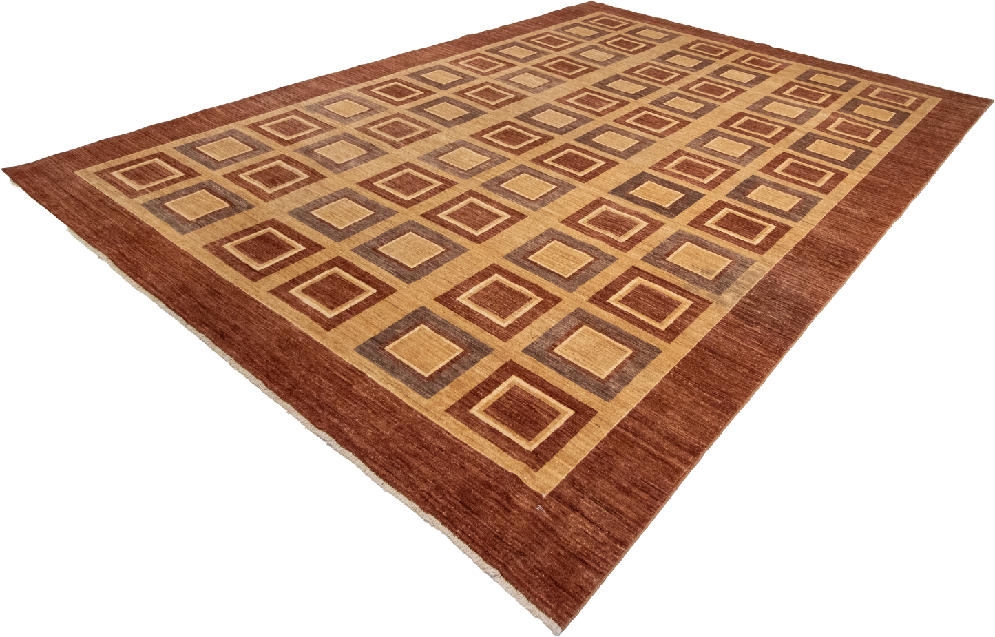 W 8.1 L 12 Modern 100% Wool Hand-Woven All-Over Design - 54495