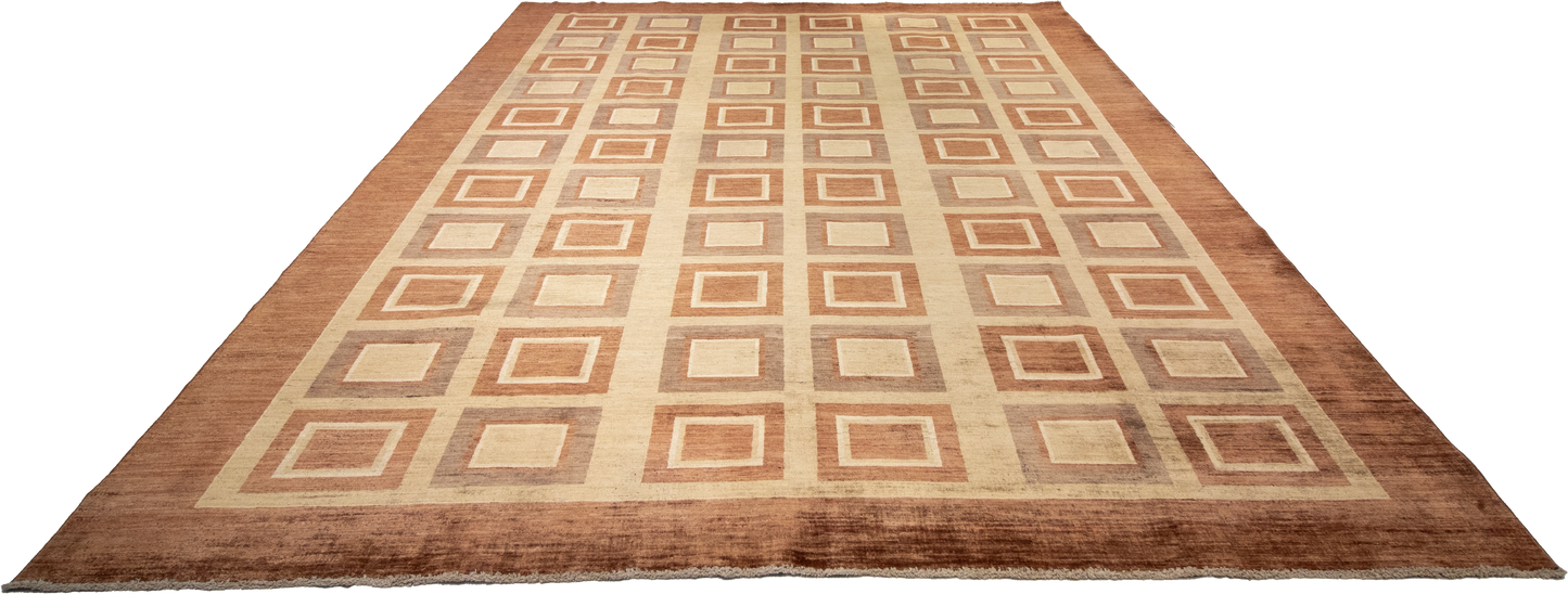W 8.1 L 12 Modern 100% Wool Hand-Woven All-Over Design - 54495