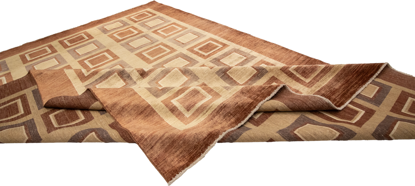 W 8.1 L 12 Modern 100% Wool Hand-Woven All-Over Design - 54495