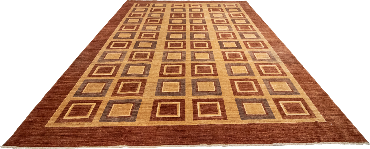 W 8.1 L 12 Modern 100% Wool Hand-Woven All-Over Design - 54495