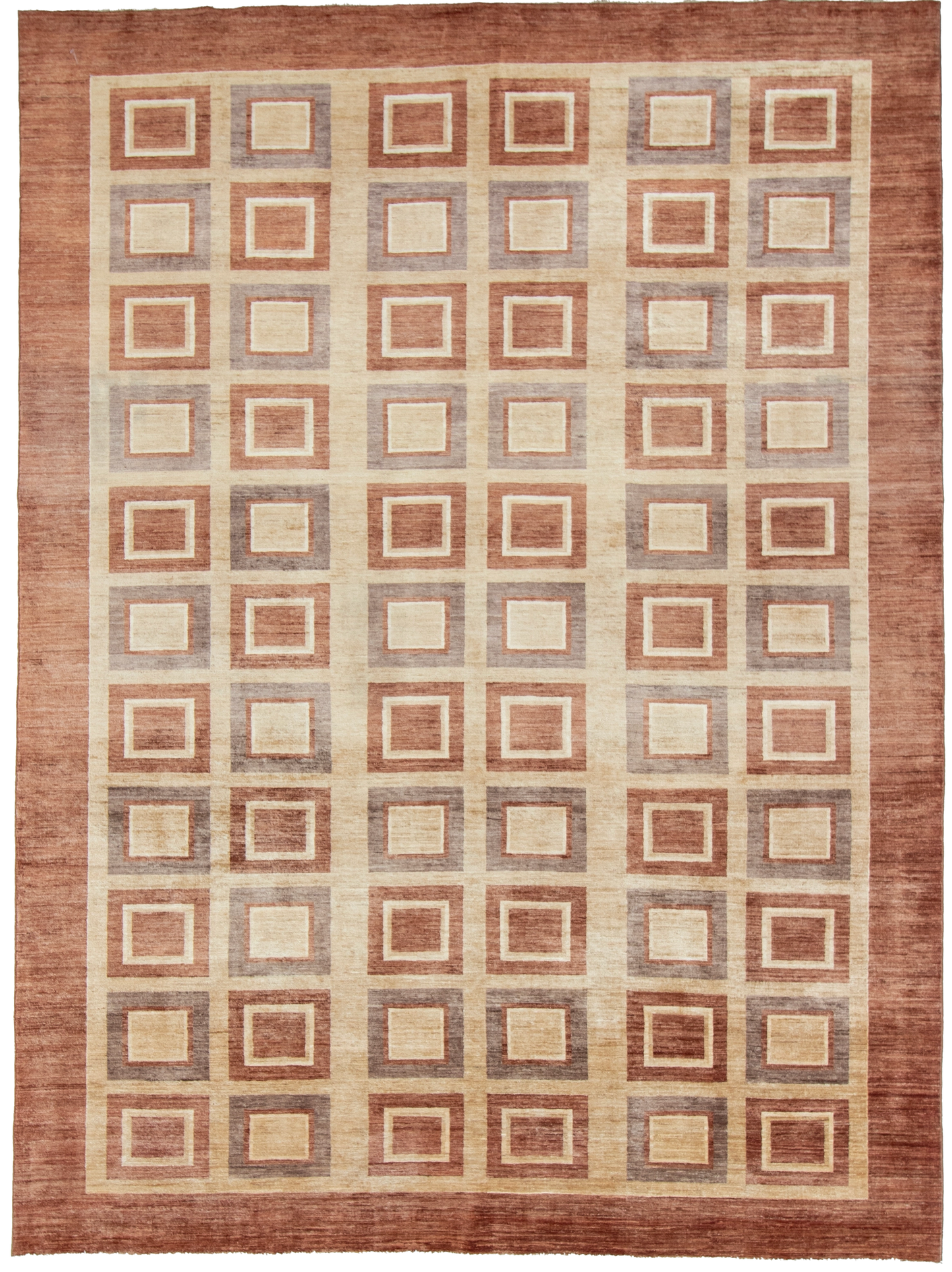 W 8.1 L 12 Modern 100% Wool Hand-Woven All-Over Design - 54495