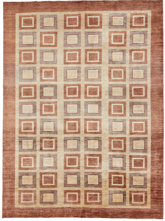 W 8.1 L 12 Modern 100% Wool Hand-Woven All-Over Design - 54495