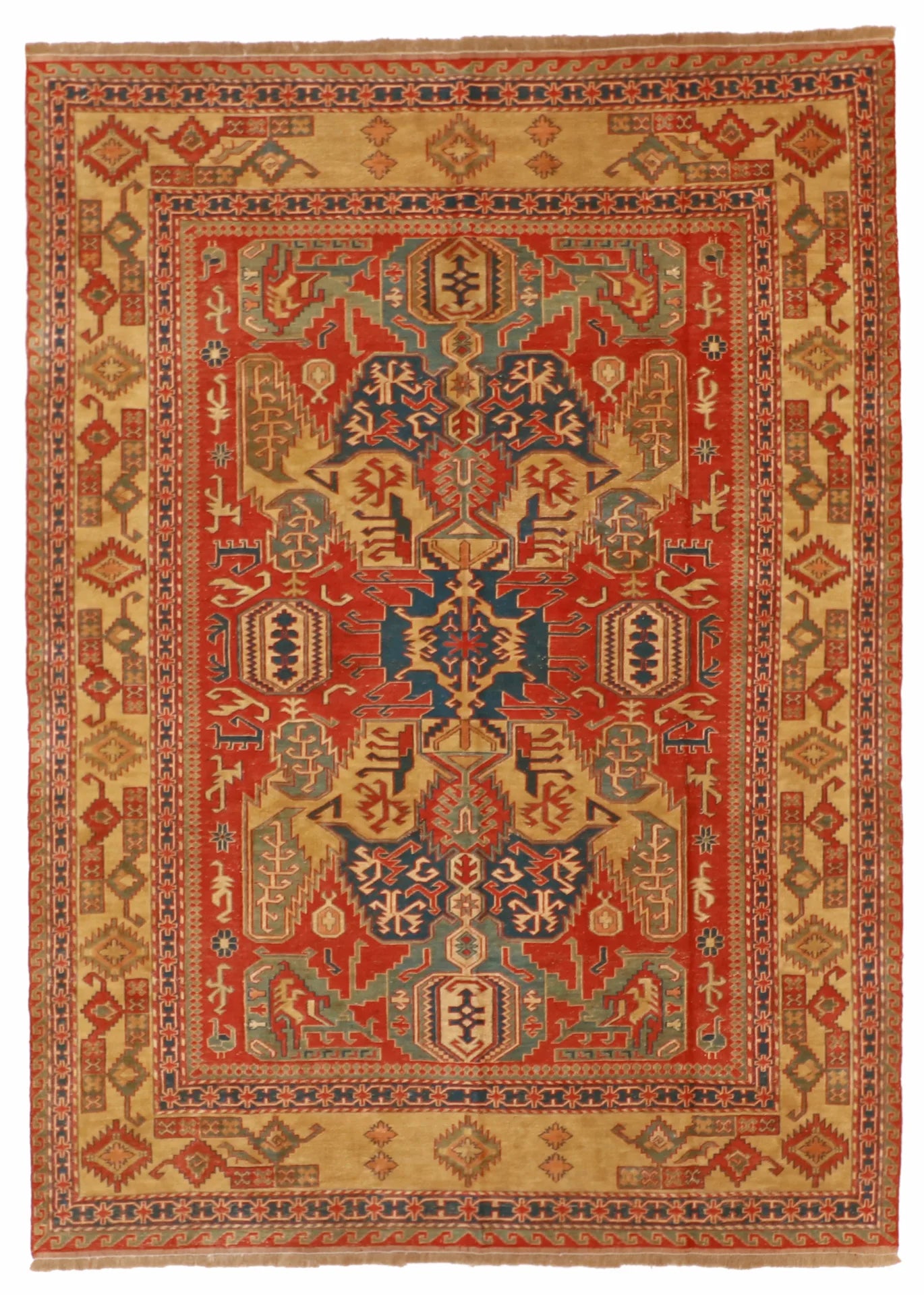 5.5 x 7.5 - Kilim Fine/Wool Geometric Rectangle - Finest Hand-Made Quality Wool - 54524