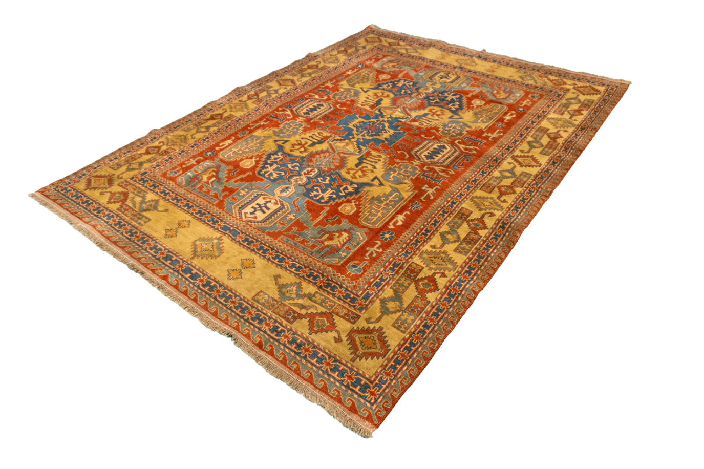 W 5.5 L 7.5 Kilim 100% Wool Hand-Woven Geometric Design - 54524