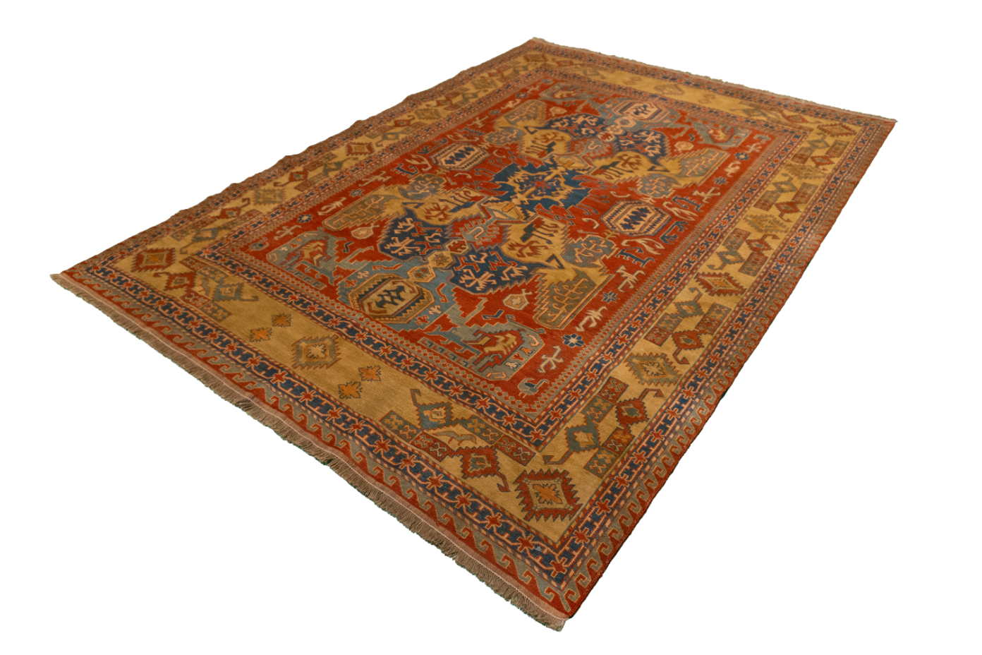 W 5.5 L 7.5 Kilim 100% Wool Hand-Woven Geometric Design - 54524
