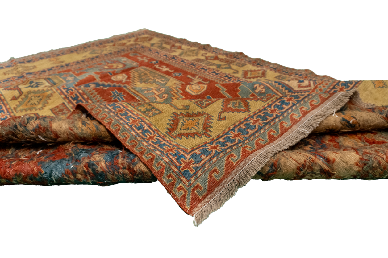 W 5.5 L 7.5 Kilim 100% Wool Hand-Woven Geometric Design - 54524
