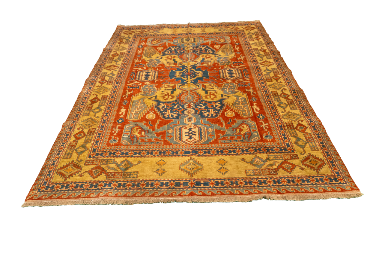 W 5.5 L 7.5 Kilim 100% Wool Hand-Woven Geometric Design - 54524