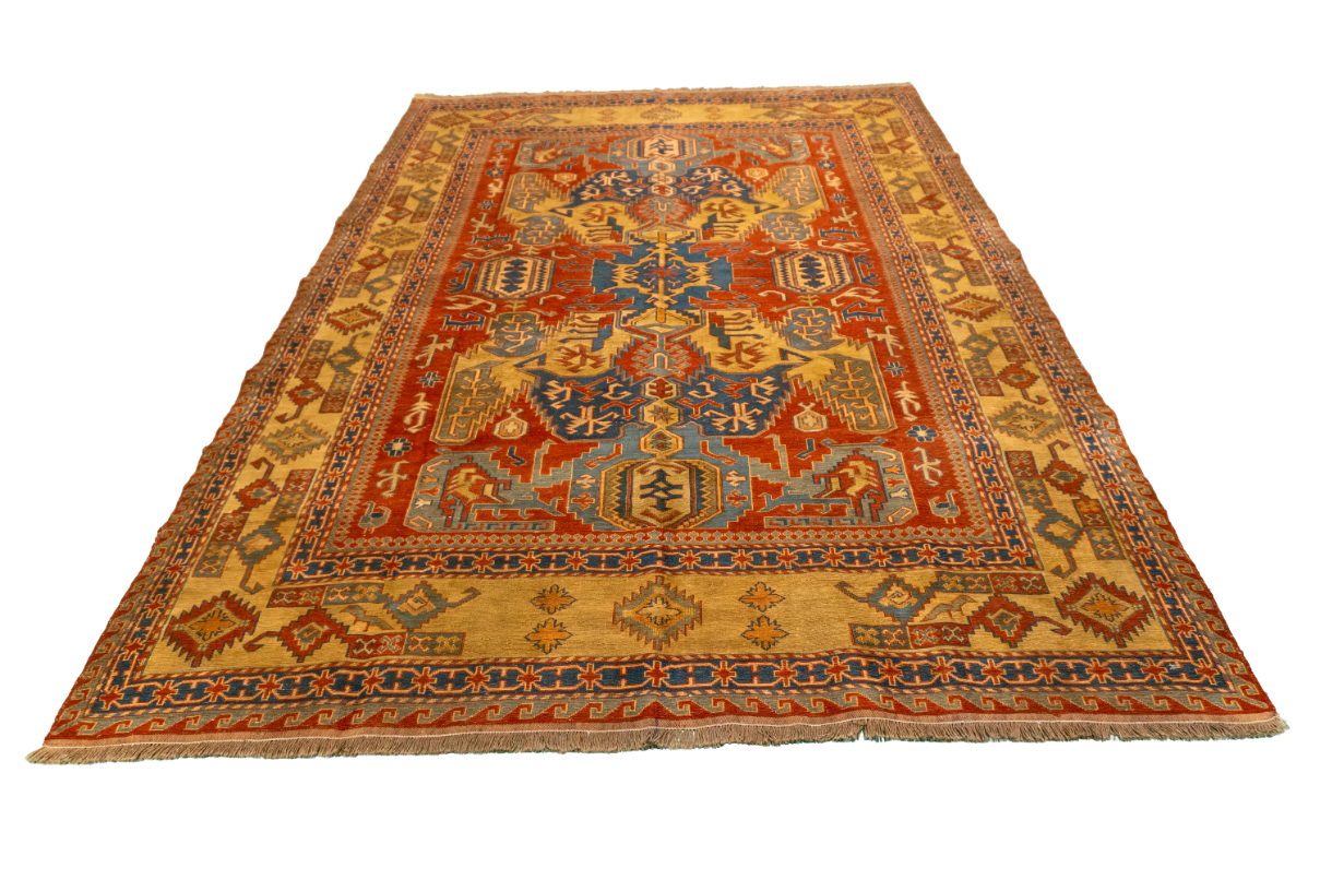W 5.5 L 7.5 Kilim 100% Wool Hand-Woven Geometric Design - 54524