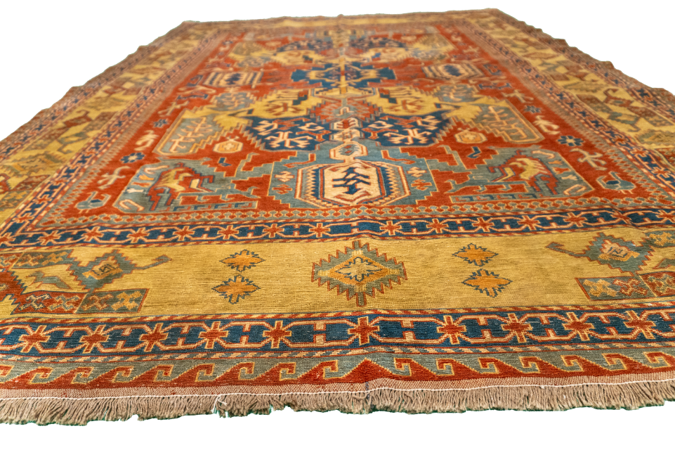 W 5.5 L 7.5 Kilim 100% Wool Hand-Woven Geometric Design - 54524