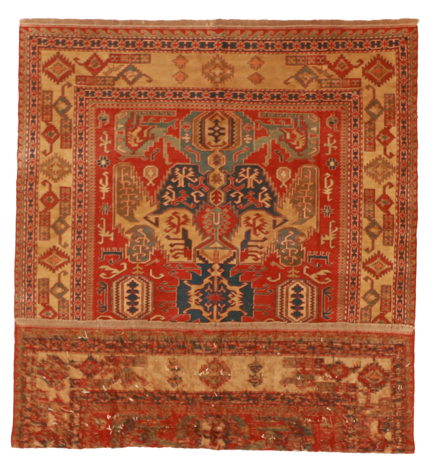 W 5.5 L 7.5 Kilim 100% Wool Hand-Woven Geometric Design - 54524