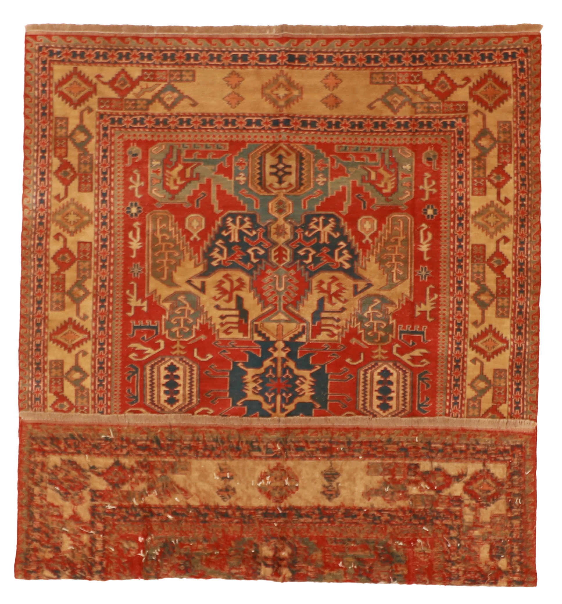 W 5.5 L 7.5 Kilim 100% Wool Hand-Woven Geometric Design - 54524
