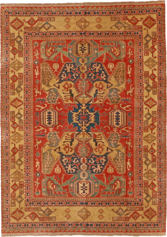 W 5.5 L 7.5 Kilim 100% Wool Hand-Woven Geometric Design - 54524