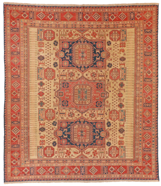 8.2 x 9.4 - Baluch Fine/Wool Geometric Rectangle - Finest Hand-Knotted Quality Wool — 54529