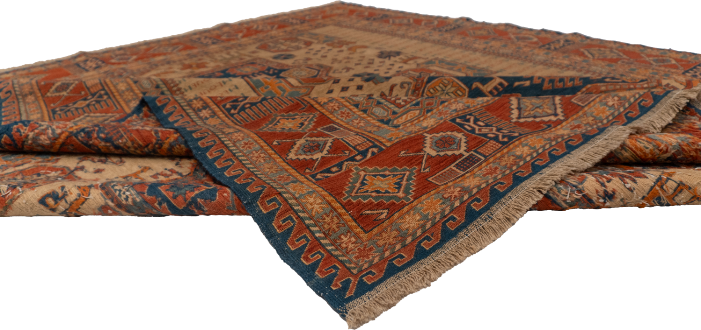 W 8.2 L 9.4 Baluch 100% Wool Hand-Woven Geometric Design - 54529