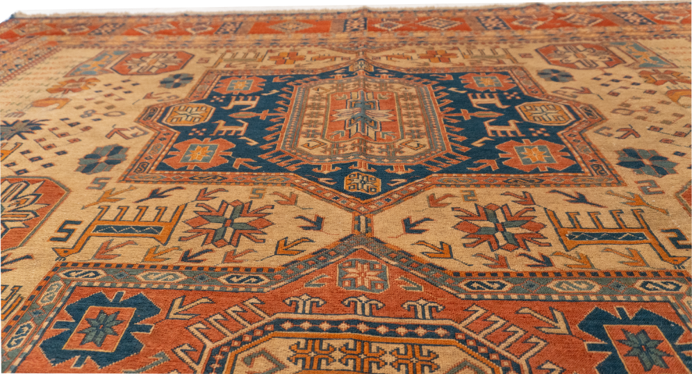 W 8.2 L 9.4 Baluch 100% Wool Hand-Woven Geometric Design - 54529