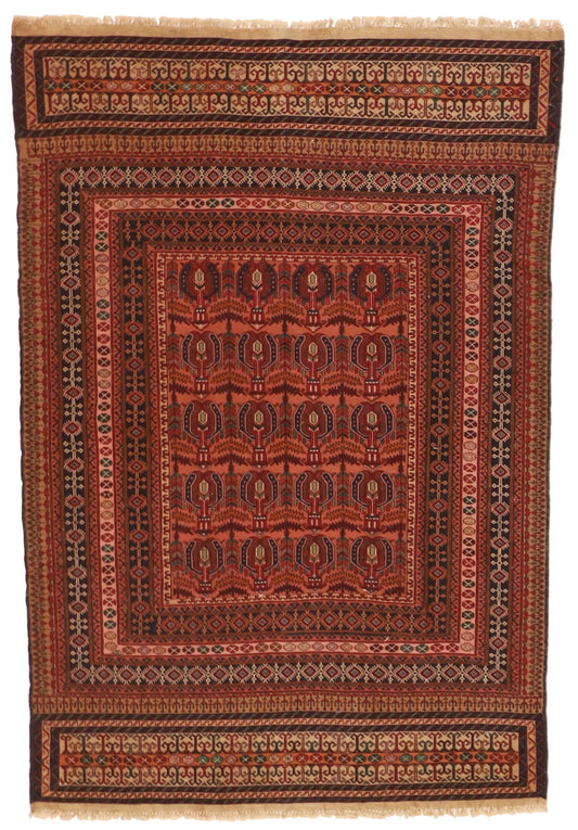 4.2 x 6 - Baluch Fine Geometric Rectangle - Finest Hand-Knotted Quality Wool — 54550