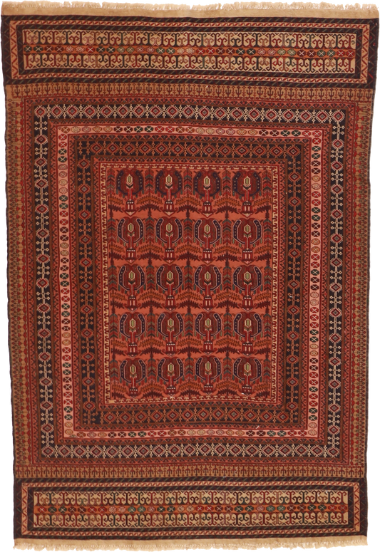 W 4.2 L 6 Baluch 100% Wool Hand-Woven Geometric Design - 54550
