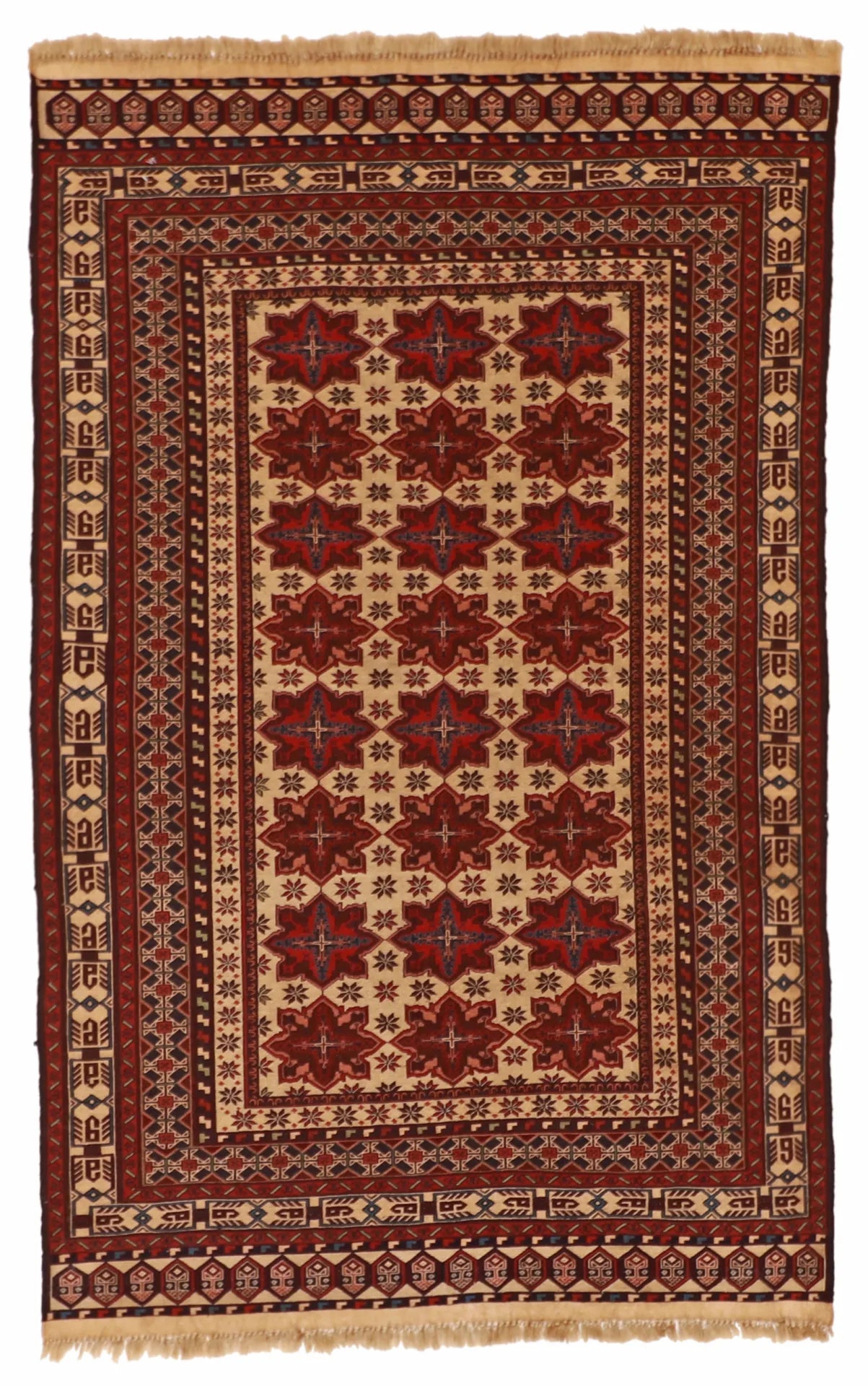 W 5.2 - L 6.5 - Zanjan Wool Geometric Rectangle - Finest Hand-Made Quality Wool - 54554