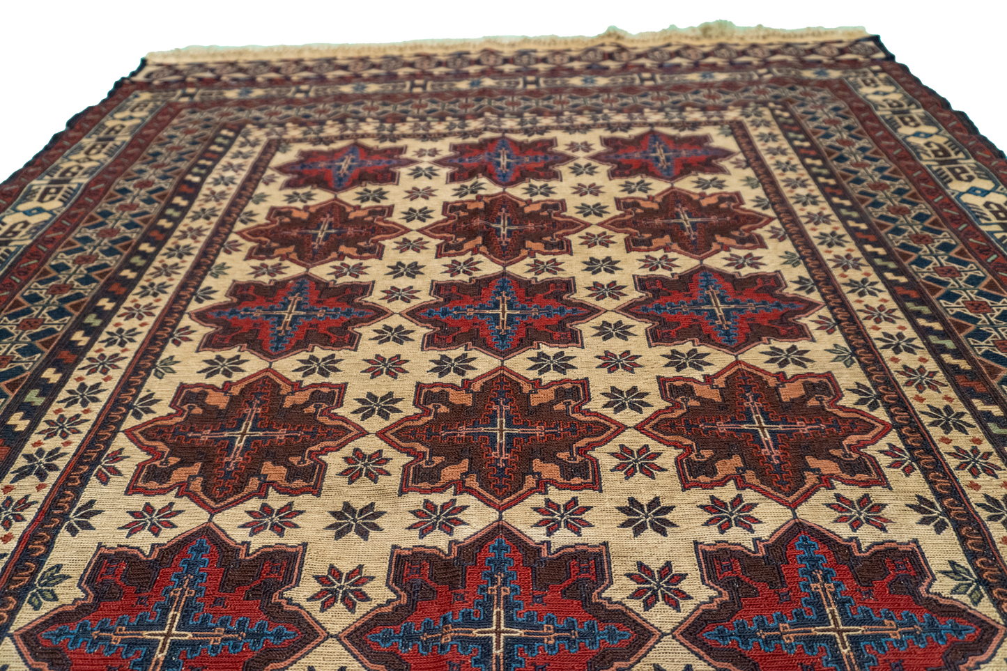 W 5.2 L 6.5 Zanjan 100% Wool Hand-Woven Geometric Design - 54554