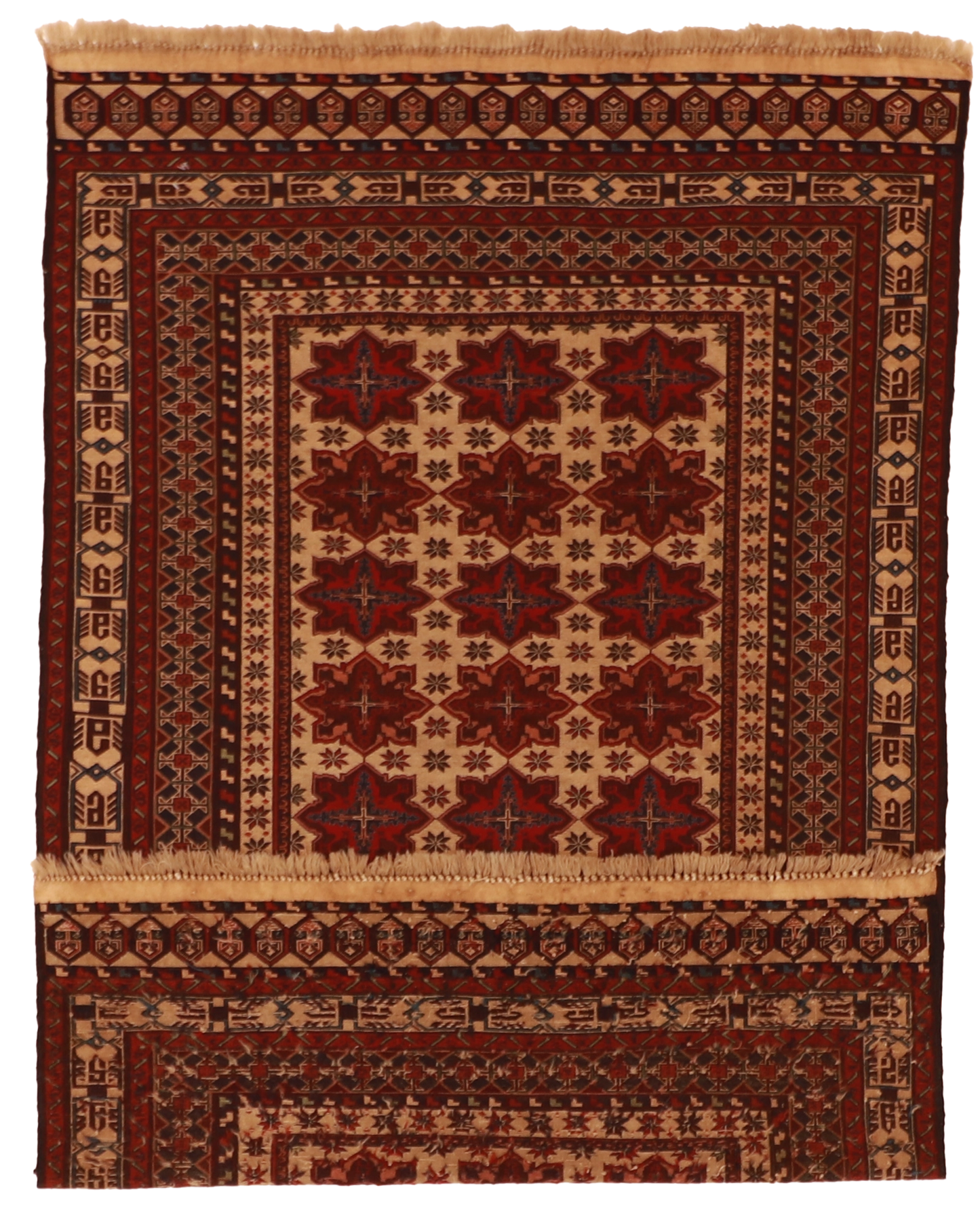 W 5.2 L 6.5 Zanjan 100% Wool Hand-Woven Geometric Design - 54554