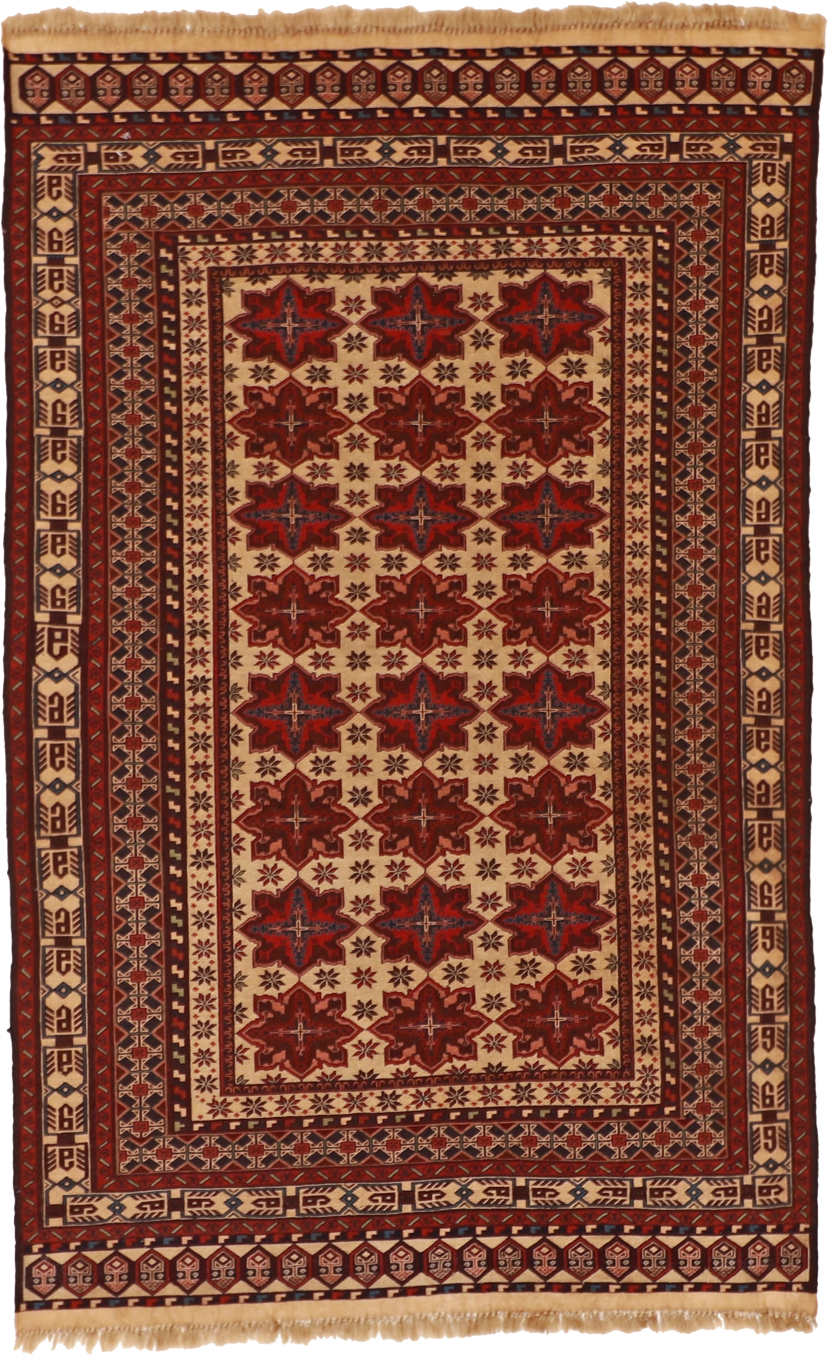 W 5.2 L 6.5 Zanjan 100% Wool Hand-Woven Geometric Design - 54554