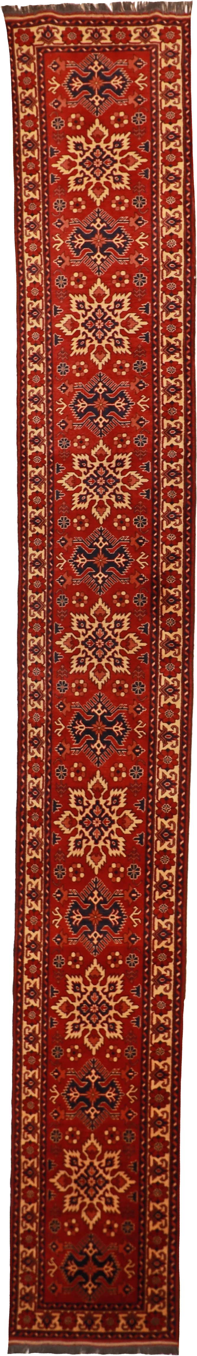 W 2.6 L 19.2 Malayer Runner 100% Wool Hand-Woven Geometric Design - 54584